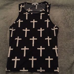 Black cross tank top